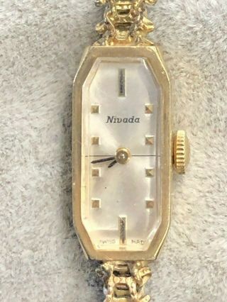 Vintage Ladies Nivada 17 Jewels 10k Gf Watch