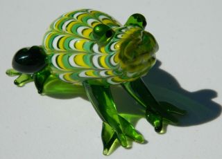 Glass Menagerie by Fitz and Floyd Hand Blown Green Glass Frog 2003 Box 2