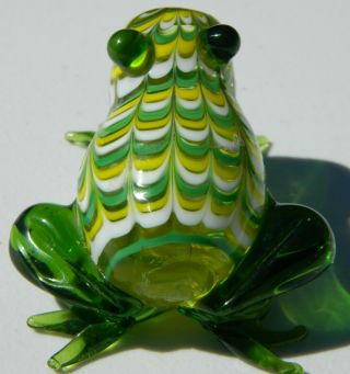 Glass Menagerie by Fitz and Floyd Hand Blown Green Glass Frog 2003 Box 5