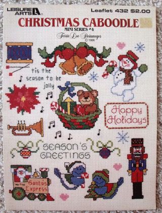 3 Vintage Leisure Arts Christmas Theme Cross Stitch Leaflets - Alphabet Caboodle 4