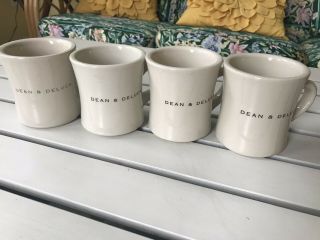 Dean & Deluca 10 Oz Diner Style Coffee/tea Mug Eggshell Ceramic - Set Of 4