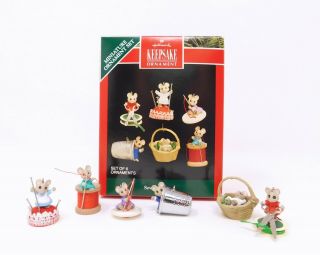 Hallmark Miniature Ornaments Sew,  Sew Tiny 6 Mice From 1992