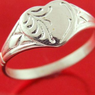 Ring 925 Solid Sterling Silver Ladies Engraved Antique Heart Signet Ring P 8