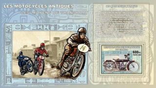 Congo - Antique Motorcycle Souvenir Sheet 3a - 184