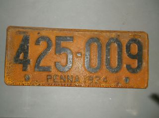 Antique Pennsylvania 1924 License Plate