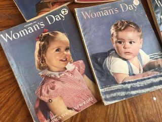 set of 7 vintage Woman’s Day Magazines,  1940s - 1950s,  including several World War 2