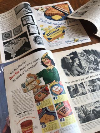 set of 7 vintage Woman’s Day Magazines,  1940s - 1950s,  including several World War 4