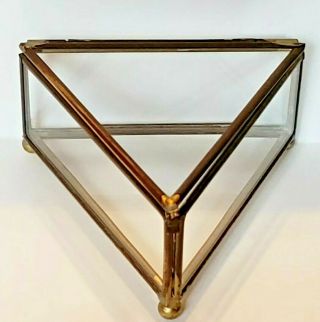 VTG (3) BRASS & GLASS TRINKET JEWELRY BOX DISPLAY CASES 3,  4 & 8 SIDED BOXES 4