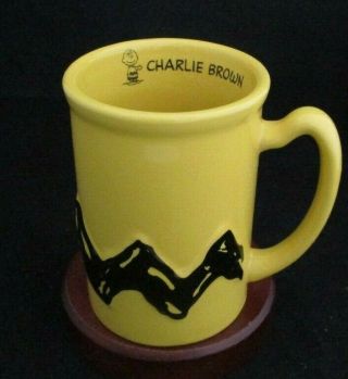 Charlie Brown Yellow And Black Large Tall Fine Ceramic Mug