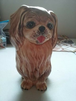 Pekingese Dog Porcelain Made In Italy Figurine 8 " X 4 1/2 " Vintage