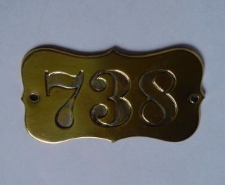 Quality C.  1879 Architectural Door Plate Address 738 Heavy Brass 1/2 Pound Thick