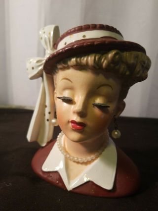 Vintage Lady Head Vase Napco C2633a 1956 Has Crack On Back