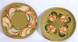 Vtg/wood Plates/decorative/painted/norwegian/rosemaling/scandinavian/boho Chic/2