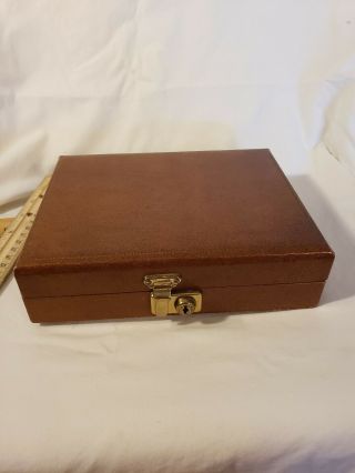 Vintage Quality Tooled Leather Mens Dresser Box Missing Key But A Box