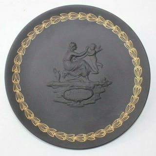 Wedgewood Plate Mother Black With Gold Leaves Made In England 6 1/2 Inch