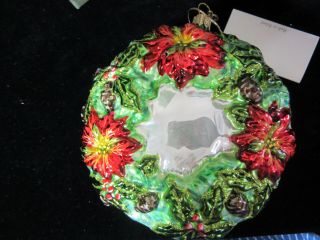 Mackenzie Childs 2013 Glass Christmas Wreath Ornament w/ Box 4