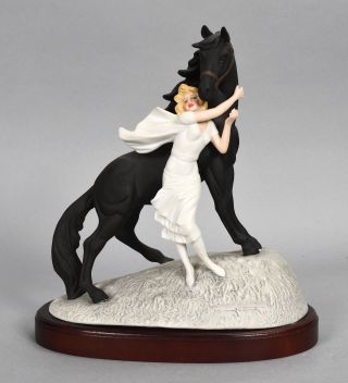 1984 Heirloom Tradition Art Deco Porcelain Horse & Lady Figurine Icart Jeunesse