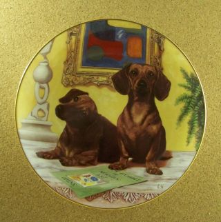 The Art Critics Dachshunds Plate Dog Puppy Danbury Christopher Nick Neat