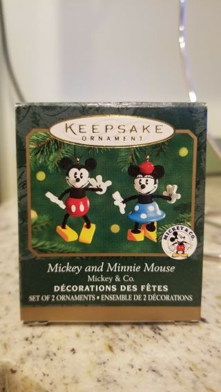Hallmark Keepsake 2000 Mickey & Minnie Mouse Miniature Disney Ornament Set Of 2