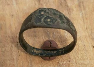 Ancient Celtic Bronze Ring With 2 Evil Eye Motifs