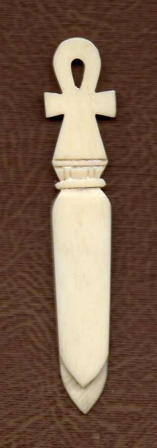 Antique Egyptian Ankh Carved Bone Bookmark