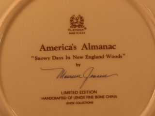 Snowy Days In The England Woods No Bx Americas Alamanac by LENOX Plate 3