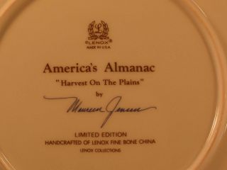 Harvest On The Plains No Bx Americas Alamanac by LENOX Plate 3