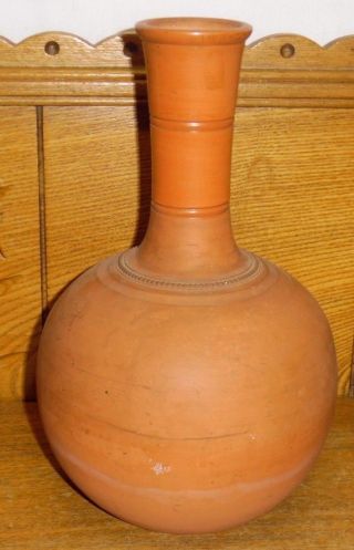Vintage Terra Cotta Pottery Vase - Signed - 9 7/8 "
