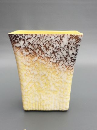 Vintage Mid - Century Modern Yellow & Brown Ceramic Vase 1960 