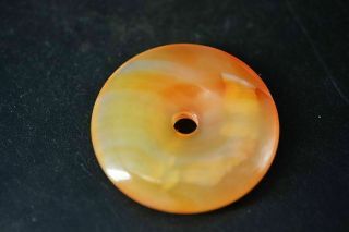 Exquisite Chinese Natural Agate Carved Ping Buckle Pendant J42