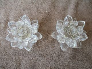 Swarovski Crystal Water Lily Candle Holder X 2 - Gorgeous S2
