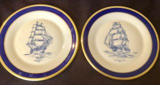 Lenox Clipper Ship Plates Include Black Prince & Northern Light Cobalt Blue Trim