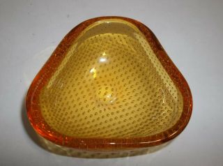 Vintage Murano Art Glass Bowl Orange Controlled Bubbles