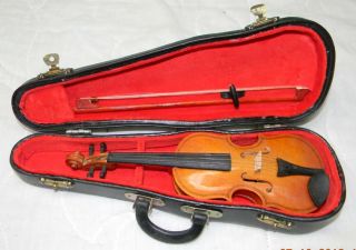 Antique Victorian Salesman Sample Violin In Case / 8 1/4 Inches Long