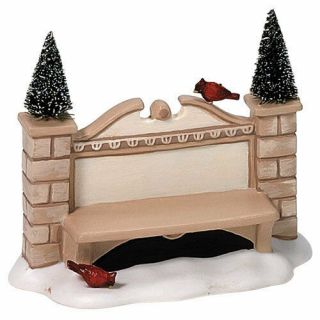 Dept 56 Village Sign And Bench Red Birds Can Be Personalized 52882 Mib