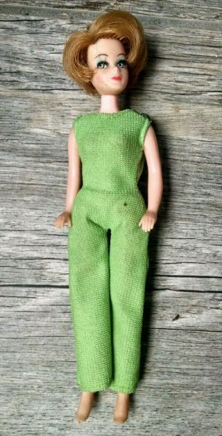 Vintage 6 " Topper Dawn Doll Bubble Hair Green Jumpsuit 1970s