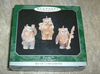 Hallmark 1998 Star Wars Ewoks Set Of 3 Miniature Keepsake Ornaments Christmas