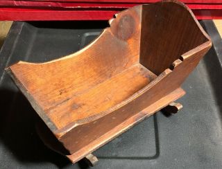 Small Antique Wooden Doll Cradle,  9 1/2 Inches Long.  Cute Piece