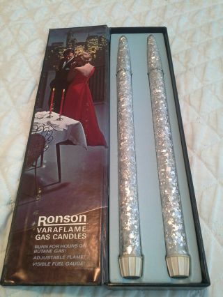 Vintage Ronson Varaflame Silver Glitter Gas Candles