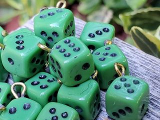 Vintage Glass Beads Bohemian Green Dice Casino Games DIY Jewelry Making Crafts 2