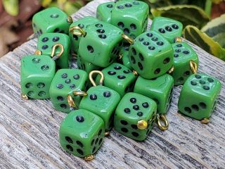 Vintage Glass Beads Bohemian Green Dice Casino Games DIY Jewelry Making Crafts 5