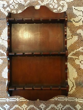 Vintage Wood 18 Slot Spoon Holder Wall Rack.
