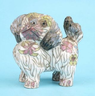 Unique China Cloisonne Enamel Statue Animal Dog Mascot Home Decoration Old Gift