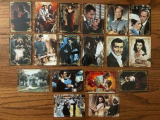 Hamilton Gone With The Wind 18 Porcelain Collector Cards Complete Set & Stands