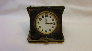 Antique Travel 8 - Day Wind Up Pocket Watch In Leather Case