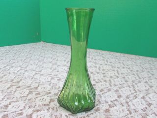 Vintage Hoosier Glass Petite Green Glass Bud Vase 6 " Tall X 2 - 1/2 " Base 4063 - C