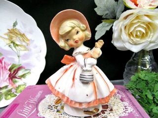 Vintage Lefton Made In Japan Porcelain Painted Figurine Pretty Little Girl