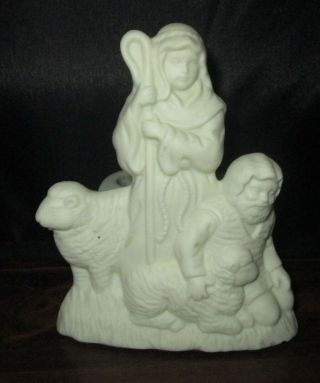 Partylite " O Holy Night Shepherd " Nativity Bisque Votive Candle Holder