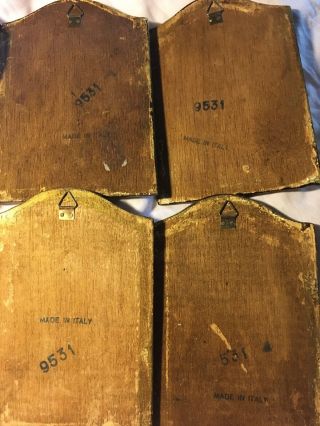 Vintage gold leaf set of 4 wood wall plaques of ships/ boats made in italy 2