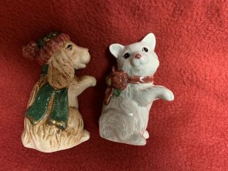 Fitz & Floyd Father Christmas Dog / Cat Salt and Pepper Shakers with Sleigh 3